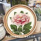 8" Round Vintage Peony Art