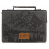 Bible Cover Classic Gray Be Strong And Courageous Josh. 1:9: Large
