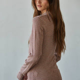 Knit Sweater Striped Mock Neck Long Sleeve Top