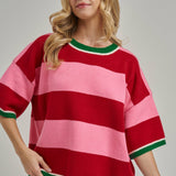 Christi Wide Stripe Loose Fit Sweater Top