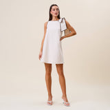 Tie shoulder sleeveless mini shift dress: Navy
