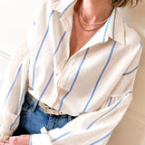 Sweeny Stripe Loose Shirt | Sky Blue Stripe