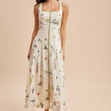 Cotton Contrast Floral Maxi Dress | Wildflower