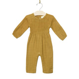 Smocked Long Romper: Bronze