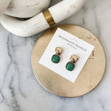 Hammered Gold and emerald green earrings