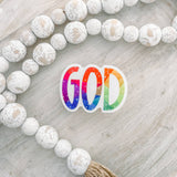 God Rainbow Clear Sticker