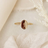 Oval Engraved Cross Ring: Silver / 6