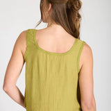 Lace Trim Front Tie Button Down Sleeveless Top