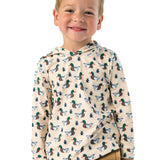 Boys Mallard Marsh Duck Performance Hooded Shirt: Off-White