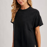 Crew Neck Knit T-shirt | Black