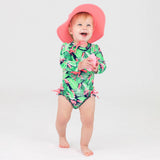 Flamingo Frenzy Long Sleeve One Piece Rash Guard