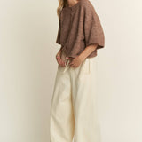 Mocha Quarter-Sleeve Knit Cardigans
