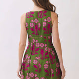 Floral Print Decorative Button Front Mini Dress