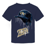Georgia Tech Yellow Jackets Original Dripping Baseball Helmet Navy T-Shirt