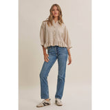 Emily Ruffle Hem Button Down Shirt
