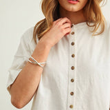 Button Down Round Neck Half Sleeve Top