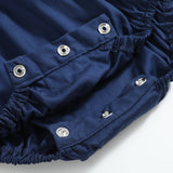 Blue Nativity Smocked Ruffle Romper