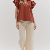 Ruffled Brick Blouse