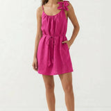 Flower Petal Linen Mini Dress: Multiple Colors