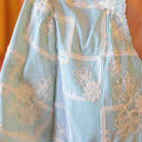 Striped Cotton Floral Embroidered Tiered Woven Dress