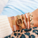 Quadruple miyuki bracelet - nude/taupe/gold plated