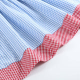 Blue Gingham American Flag Ruffle Dress