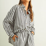 Striped Button Striped Linen Set