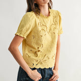 Embroidered Short Sleeve Blouse