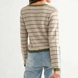 Olive Trim Buttom-Up Cardigan