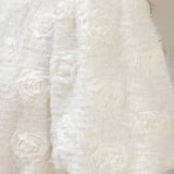 Stripe Textured Metallic Detail 3D Floral Top