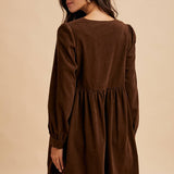 Bow Tie Corduroy Mini Dress