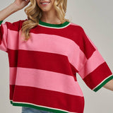 Christi Wide Stripe Loose Fit Sweater Top
