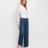 Dark Wash Mid Rise Wide Leg Jeans