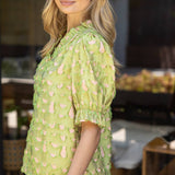 Lena Contrast Colored Raw Laser Cut Blouse