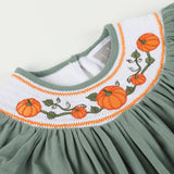 Sage Green Pumpkin Smocked Bishop Dress