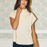 Mock Neck Rib Textured Solid Knit Top