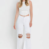 90'S Vintage Crop Flare Jeans | Optic White