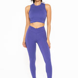 Venice Crossover Waist Leggings | Blue