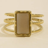Emerald Cut Stone Triple Band Ring
