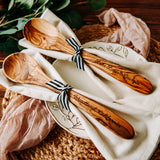 Newnan Georgia Olive Wood Serving Spoon & Towel Gift Set