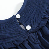 Blue Nativity Smocked Ruffle Romper