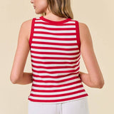 Stripe Knit Button Front Tank