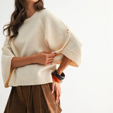 Button Sleeve Knit Pullover