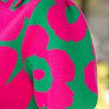 V-Collared Ribbed Floral Knit Top