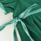 Green Velour and Satin Bow Christmas Dress