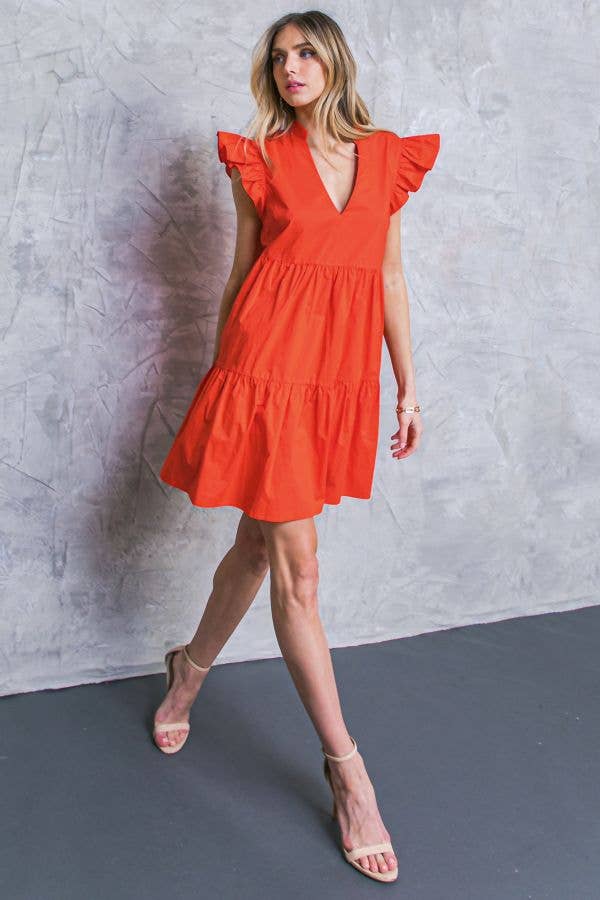 Taylor Poplin Mini Dress | Tomato Red