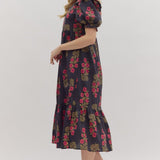 Elora Black Print Dress