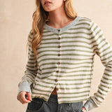 Striped Pattern Button Front Cardigan
