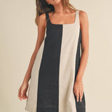Color Block Linen Mini Dress