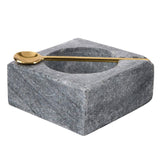 Gray Square Marble Pinch Pot with Spoon